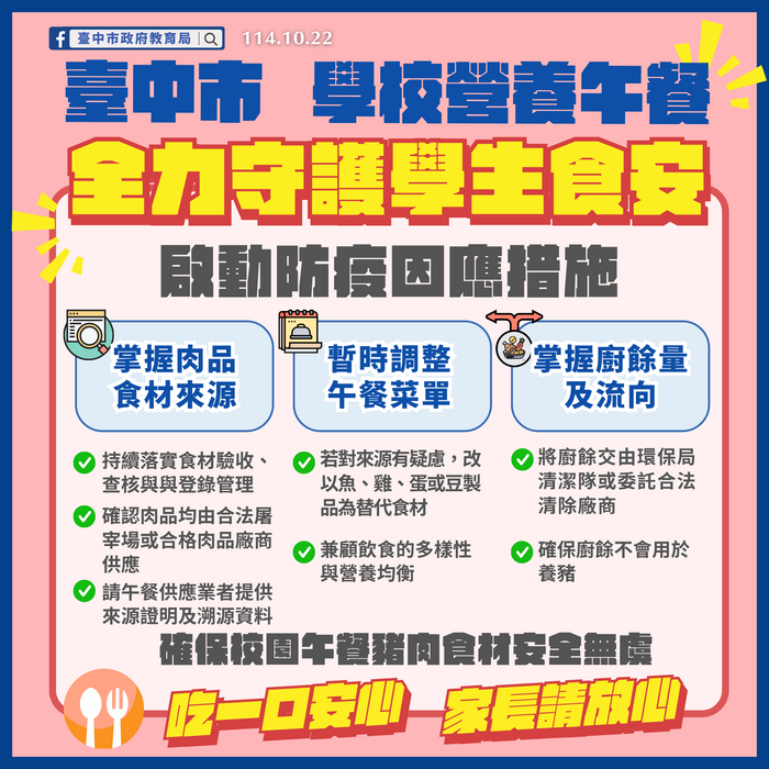 全力守護學生食安 嚴格把關與檢驗校園午餐食材來源圖片